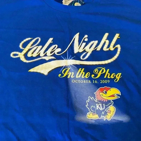 Kansas Jayhawks 2009 Late Night Short Sleeve size 2XL color Blue NWT - Picture 2 of 5